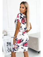 203-3 Sportovní šaty s krátkým rukávem - BIG RED FLOWERS