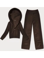 Úpletový dvoudílný komplet v čokoládové barvě - mikina a kalhoty (26C8803-158)