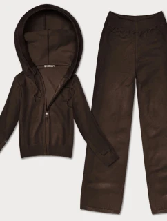 Úpletový dvoudílný komplet v čokoládové barvě - mikina a kalhoty (26C8803-158)