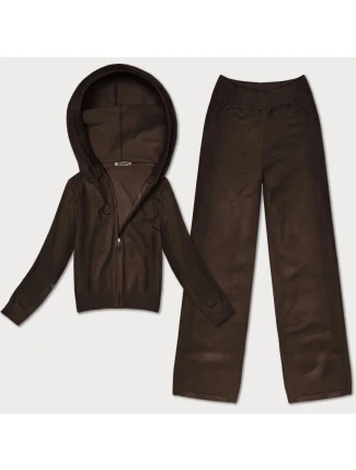 Úpletový dvoudílný komplet v čokoládové barvě - mikina a kalhoty (26C8803-158)