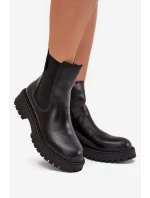 Kožené dámské botky s zipem Big Star OO274109 černé