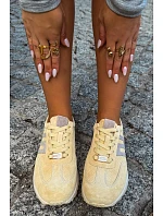 Dámské Sportovní Sneakersy z Přírodního Semiše Žluté Lovey Dámské Sportovní Sneakersy z Přírodního Semiše Žluté Lovey