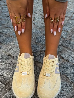 Dámské Sportovní Sneakersy z Přírodního Semiše Žluté Lovey