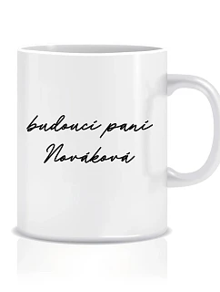 Personalizovaný klasický bílý keramický hrníček 300 ml - budoucí paní