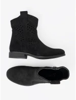 Výborné dámské kotníčkové boty černé bez podpatku Výborné dámské kotníčkové boty černé bez podpatku