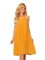 350-3 ALIZEE - šifonové šaty s vázáním - barva HONEY