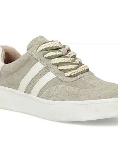 Dámské khaki kožené tenisky na platformě Filippo DP7512 dámské