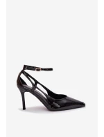 Dámské lakované lodičky z eko kůže - černé Fionnel