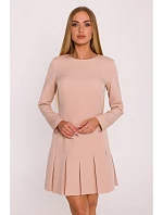 Šaty s obrácenými záhyby M872 béžové - MOE