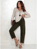 Dámské manšestrové kalhoty FEMCORD v jedné velikosti s páskem olivové FashionStreet UY2283 Dámské manšestrové kalhoty FEMCORD v jedné velikosti s páskem olivové FashionStreet UY2283