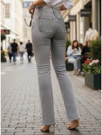 Dámské džíny s vysokým pasem a širokými nohavicemi šedé FashionStreet UY2875