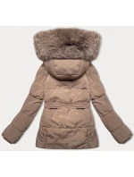 Tmavě béžová dámská bunda pro přechodné období s páskem J Style (16M9183-84)
