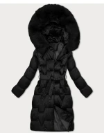 Černá dámská zimní bunda s páskem S'West (B8305-1)