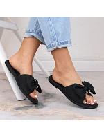 Dámské ploché žabky s mašlí černé eVento 5479