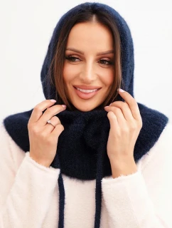 Dámská čepice s kapucí a pleteným copem granátová