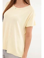 Dámská viskózová oversize halenka s krátkým rukávem a kulatým výstřihem žlutá Dámská viskózová oversize halenka s krátkým rukávem a kulatým výstřihem žlutá