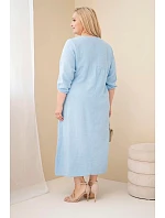 Dámské šaty Plus Size bavlněné mušelínové s výstřihem do V modré