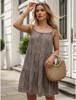 Dámské letní bavlněné vzdušné šaty v barvě mokka, FashionStreet EY2676