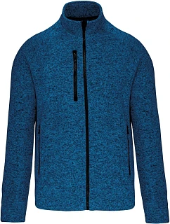 Kariban K 9106 Pánská melanžová pletená fleecová bunda 20.9106 light royal blue melange