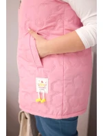 Dámská vesta Plus Size s kapucí a květinovým prošíváním světle růžová