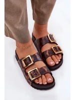 Voňavé Dámské Pantofle S Přezkami Leopardí Hnědé ZAXY RR285059