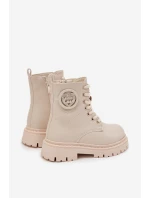 Dívčí kotníkové boty s ouškem s kožešinou LOVE béžové Rosaira