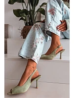 Dámské sandály na jehlovém podpatku Eko semiš zelené Sevina