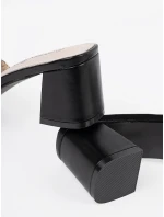 Výborné Czarno-biały  nazouváky dámské na širokém podpatku