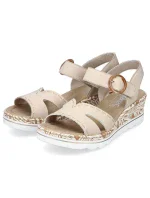 Pohodlné béžové sandály na platformě s podpatky Rieker W RKR595 Pohodlné béžové sandály na platformě s podpatky Rieker W RKR595