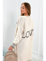 Cardigan svetr s nápisem Love béžový