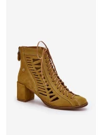 Semišové Provázkové Botky Maciejka 05508-24 Olivově Zelené