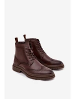 Kožené pánské boty Lee Cooper LCJ 25 33 3960 hnědé Botki Męskie