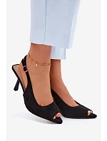 Dámské sandály na podpatku Eko semiš Černé Sevina