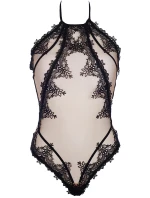 Dámské průhledné sexy body V-8910 Černá s béžovou - Axami