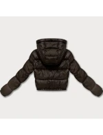 Oboustranná dámská krátká bunda v čokoládové barvě s panteřím vzorem Minority (M6-6001-103)