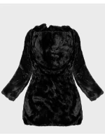 Černá dámská kožešinová bunda s kapucí S'West (B8062-1)