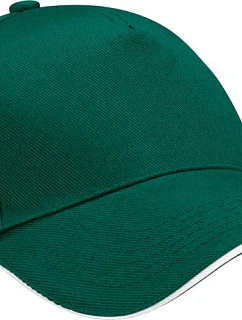Beechfield B 15C 5 panelová sandwich kšiltovka 53.015C bottle green/white