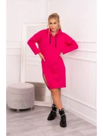 Šaty s kapucí a bočním rozparkem fuchsiová Šaty s kapucí a bočním rozparkem fuchsiová