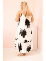 Dámské šaty na ramínka s volánem a květinovým potiskem černá