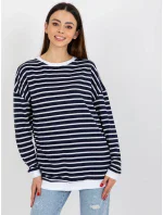 Dámská mikina LO BL LK 236 .27X bílá a tmavě modrá - FPrice Dámská mikina LO BL LK 236 .27X bílá a tmavě modrá - FPrice