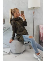 Mikina moro s dlouhými zády khaki+zelená Mikina moro s dlouhými zády khaki+zelená