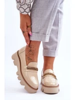 Módní mokasíny na platformě s ozdobou Laura Messi 2600 béžová