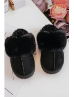 Dětské pantofle s kožešinou černé Birasta