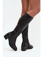 Dámské zimní kozačky s podpatkem a přezkou Vinceza 58589 Černé