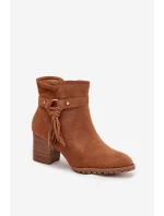 Dámské kotníkové boty na sloupku s třásněmi Camel Rosabella