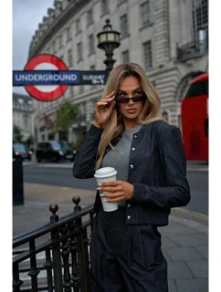 Bunda bomber M800 Press stud - grafitová