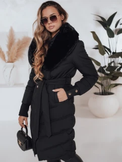 Dámská prošívaná zimní bunda s umělou kožešinou černá FashionStreet TY5076