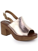 Dámské zlaté sandály na jehlovém podpatku M.Daszynski MR23126-7