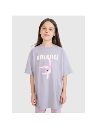 Dívčí tričko oversize s potiskem 4F 4FJRSS25TTSHF2646-25S