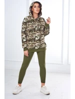 3dílná souprava Vřesoviště  halenka, top a legíny khaki + ecru